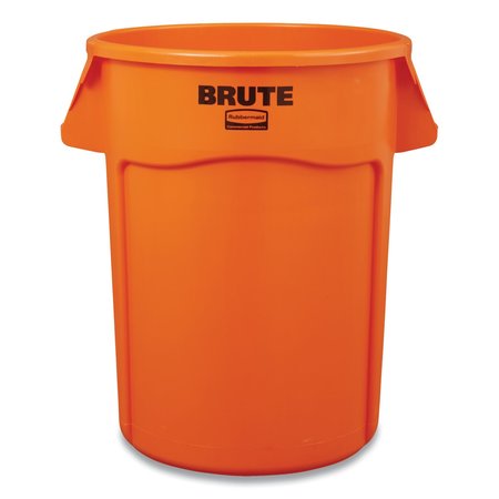 RUBBERMAID COMMERCIAL 32 gal Round Cylinder Trash Can, Orange, Open Top, Resin 2119308